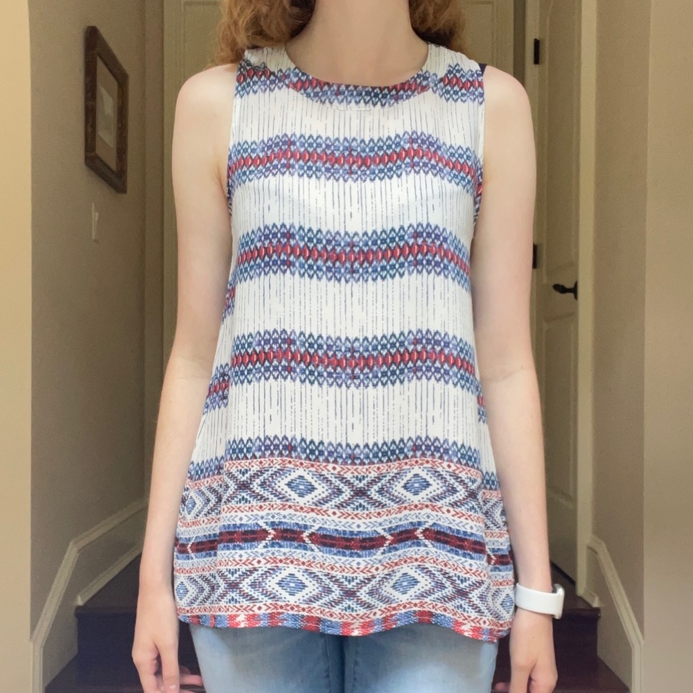 Pink Rose Flowy Patterned Sleeveless Top